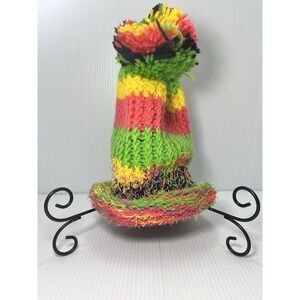 Handmade Knit Beanie Skull Cap Rasta Tye Dye Colors Unisex Stocking Hat